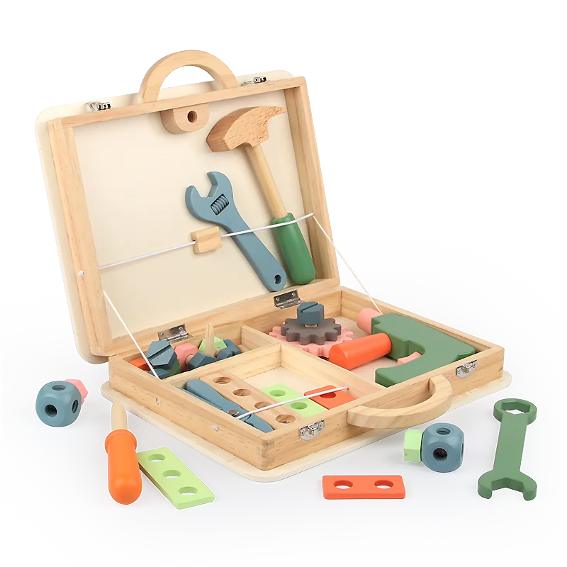 Creative Diy Educational Construction Building Stem Toy Wooden Role Play Tool Box Set Tool Kit