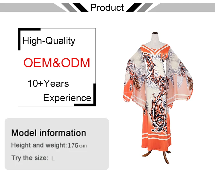 H & D 2020 African women dresses hot style flared sleeve V neck dress