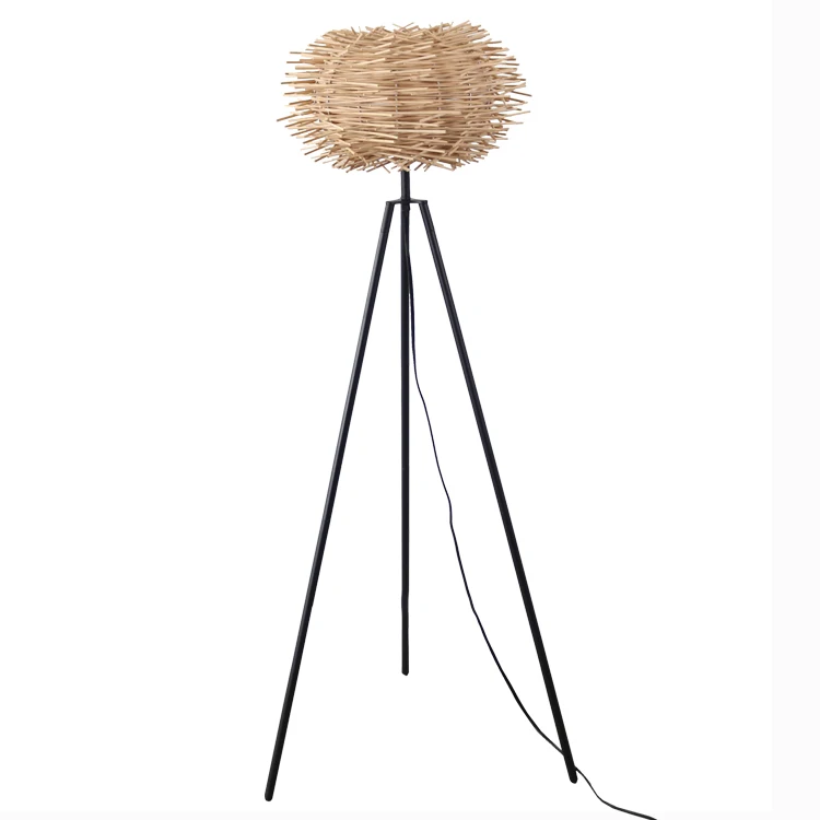 
Southeast Asian style Retro Bamboo rattan E27 light source metal rack floor lamp 
