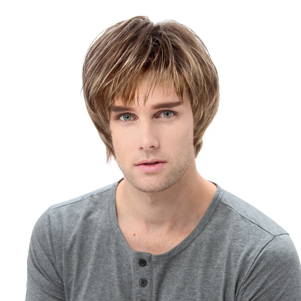 St Guangzhou Factory Cheap Hair Wigs Men Natural Light Brown Short Wigs  With Natural Everyday Style Synthetic Hair Wigs For Male - Buy Men Wig,Hair  Wigs Men Natural,Male Wigs Product on 