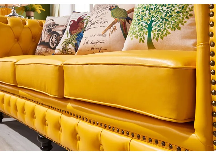 Yellow Classic Sofa,Chesterfield Sofa And Leather Chesterfield Sofa