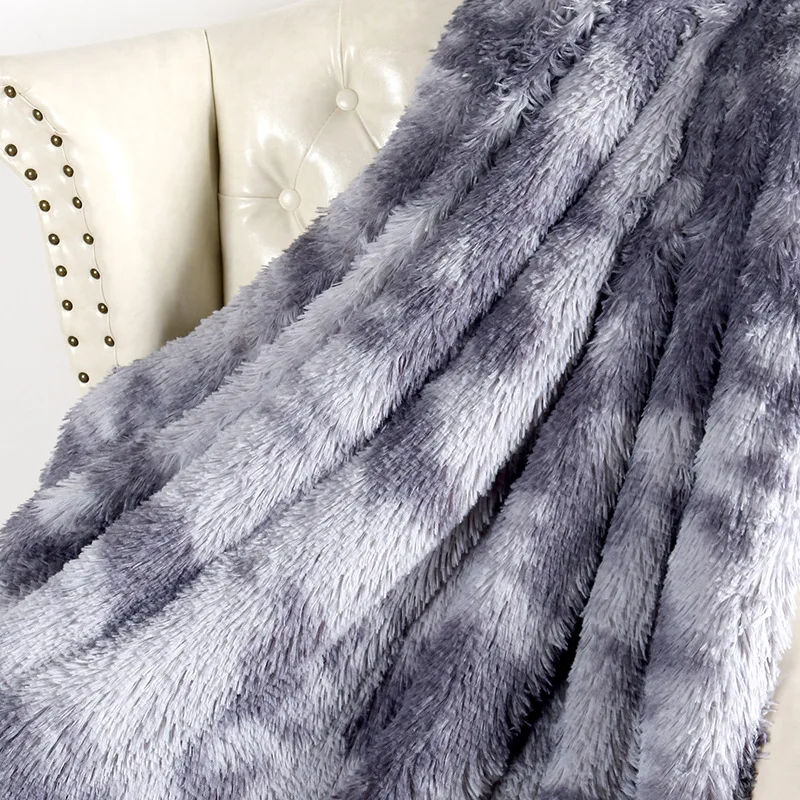 Hot-Selling Winter Double-Layer Thickened Long Plush Nap Sofa Cover Tie-Dye Knitted Faux Fur Mink Fleece Throw Blanket
