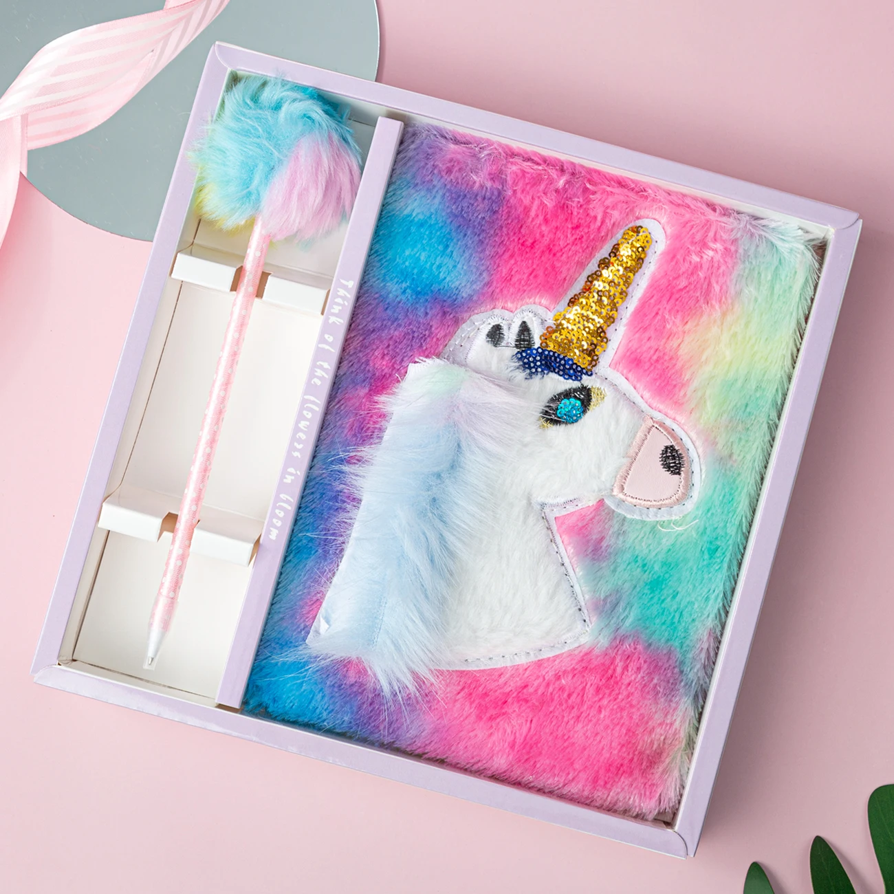 RedColory Juego de regalo para niñas Unicorn Pink Notebook & Pen School Supply Sets 