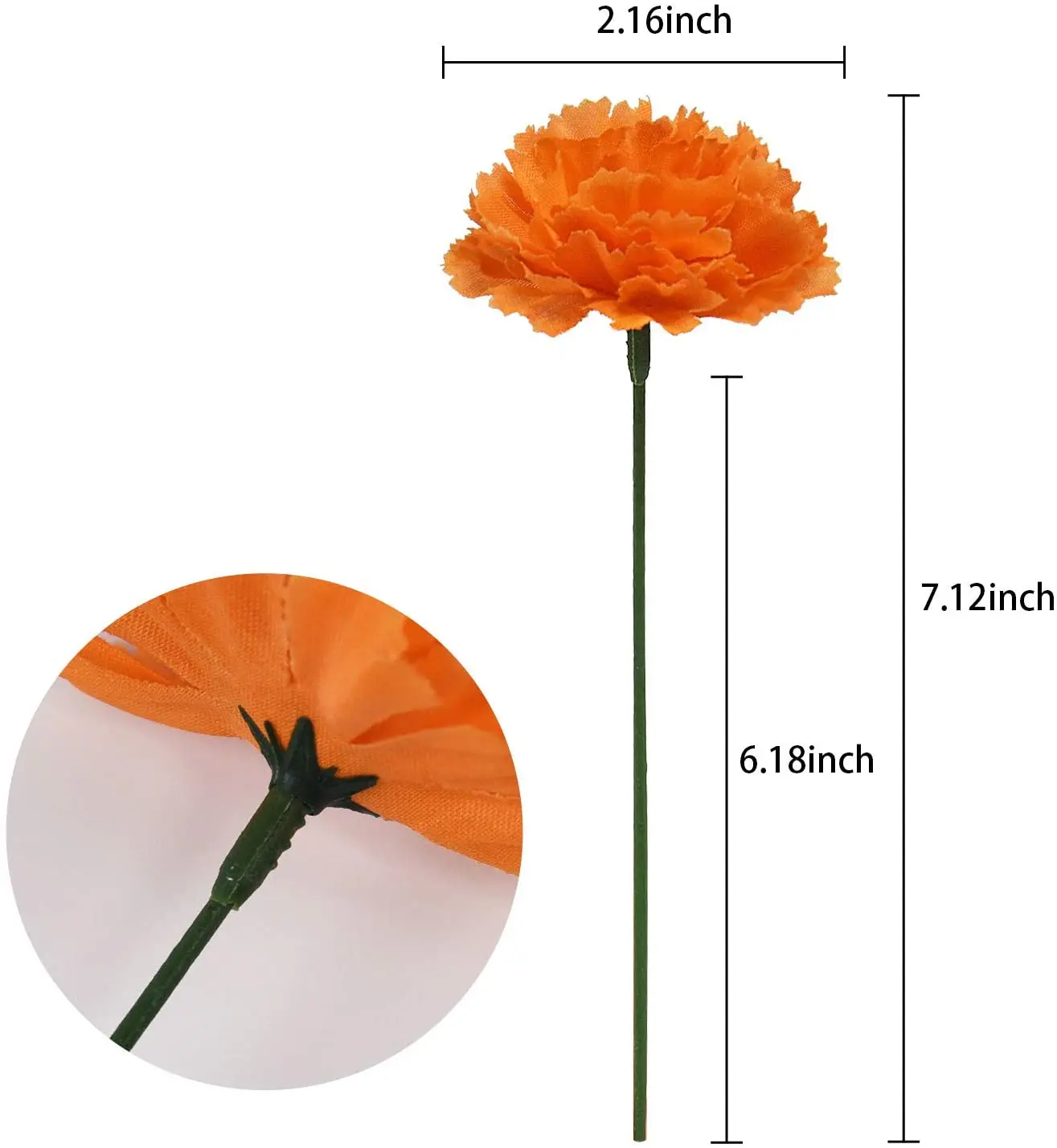 Artificial Silk Marigold Flowers Heads Bulk With Stems Bouquets For