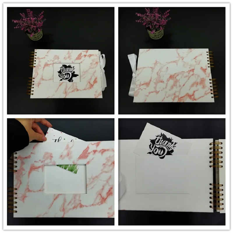 product-Guangzhou photo album manufacturer spiral bound DIY marble leather photo album for 5x7 photo-1