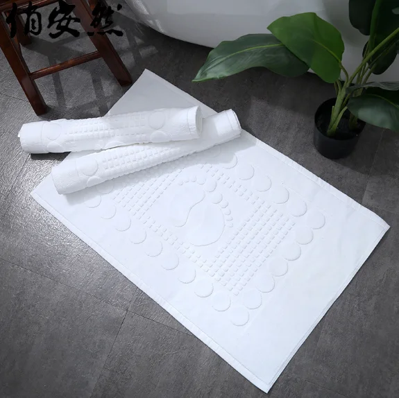 Little Foot Print Embossed Cotton Non Slip Bath Mat Bathroom Bath Foot