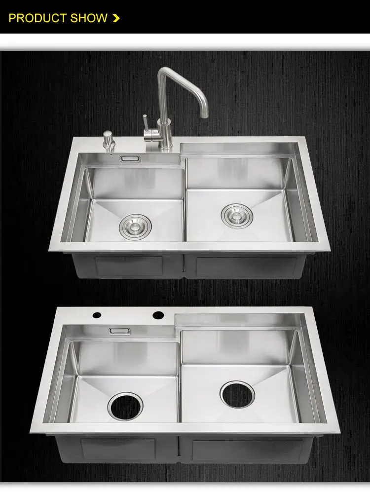 Gute Qualität Doppel Schüssel Handgemachte Küche Waschbecken 304
