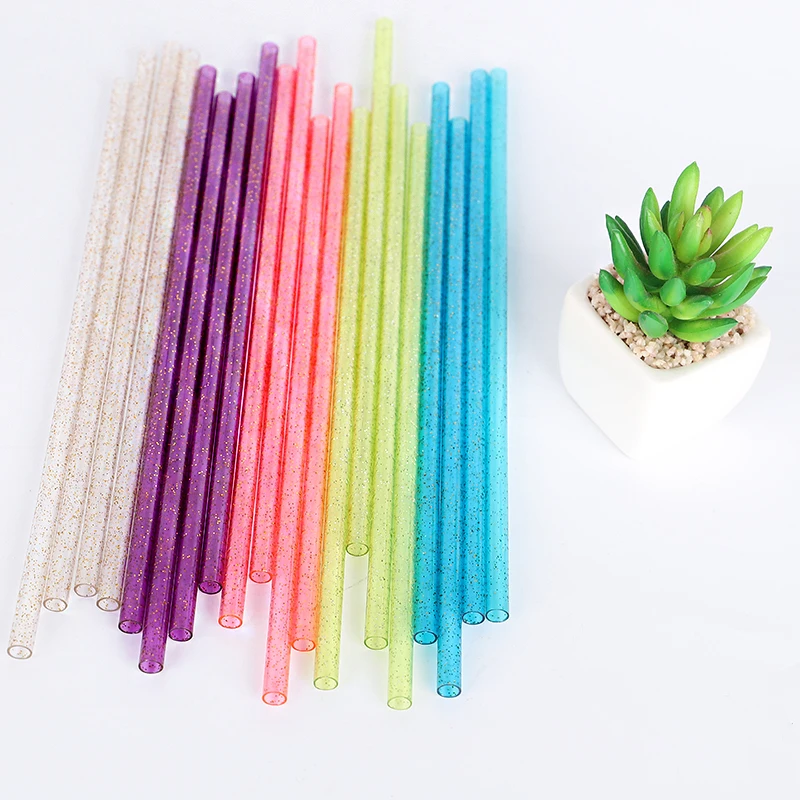 Bpafree Petg Glitter Straw Reusable Plastic Drinking Straw For Bar