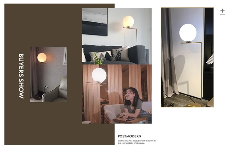 Nordic simple family glass ball bedroom living room floor lamp