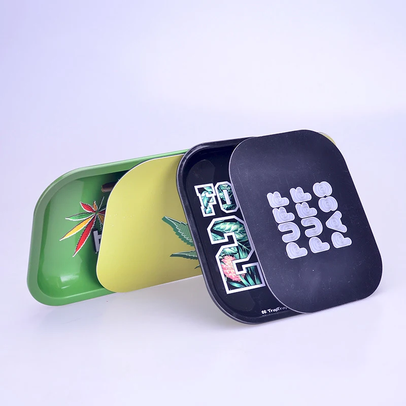 Custom Cover Metal Tin Tobacco Cigarette Herb Rolling Tray With Pvc