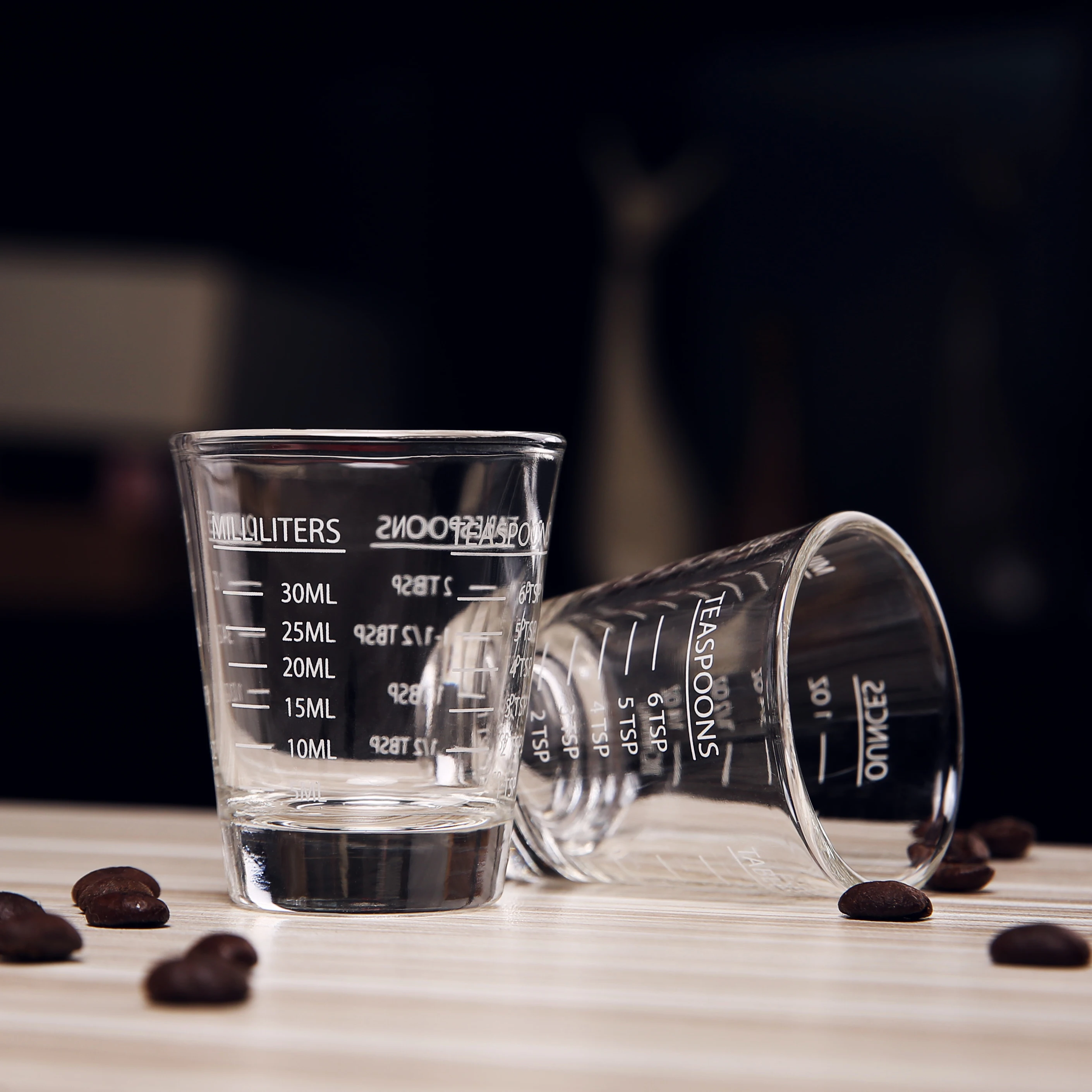 Bcnmviku Espresso Shot Glass Cup 2pack White Line Shot Glasses