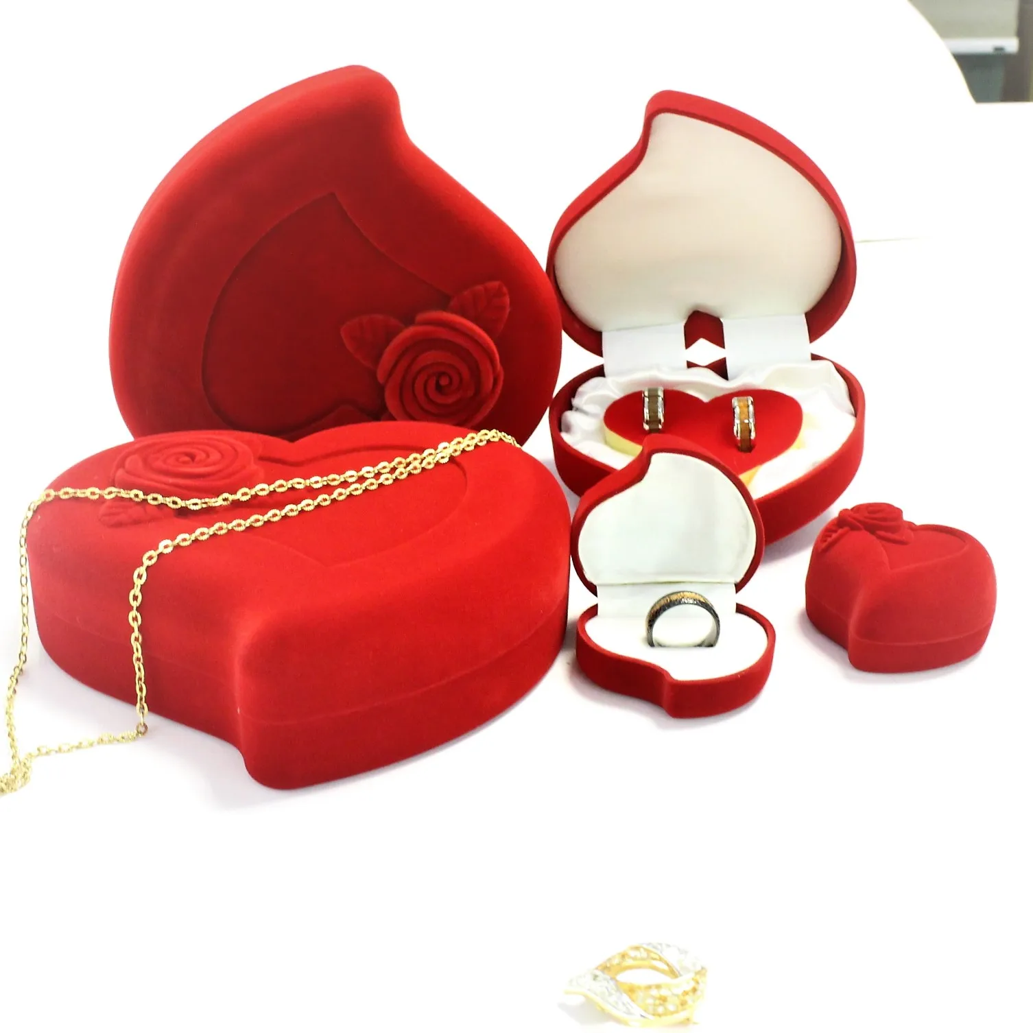 Wholesale Custom Packaging Gift Necklace Bracelet Ring Flocking Boxes