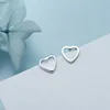 Pure silver ear studs 925 hollow out love ear studs pure handwork fresh Korean temperament joker geometric earrings