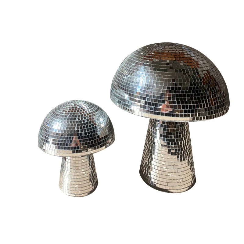 Mushroom Disco Ball Styrofoam Handicrafts 10 Inch Indoor Glass Ornaments Mushroom Shaped Garden