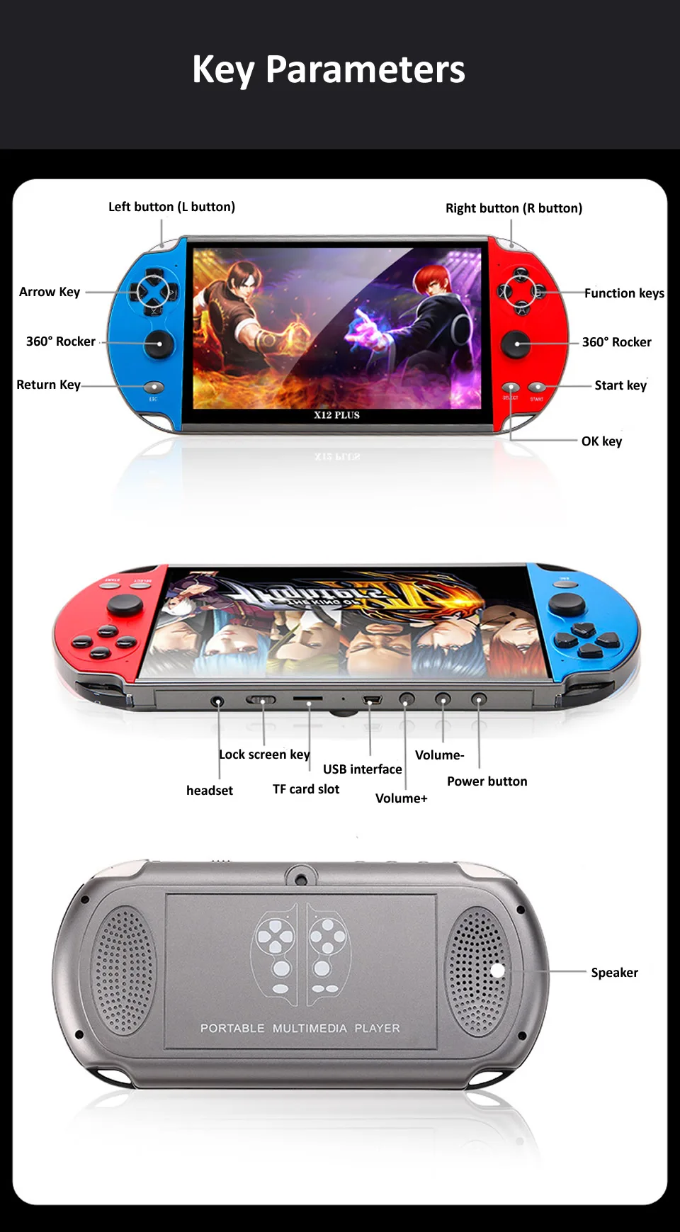 New Arrival X12 Plus Portable Handheld Video Game Console 16gb 64bit 7 ...