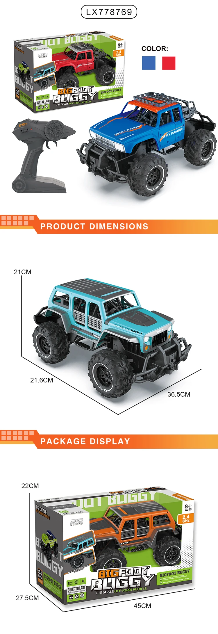Amazon Hot Sale Climbing Crazy Car Crawler RC Offroad Buggy High Speed Electric Car Toy