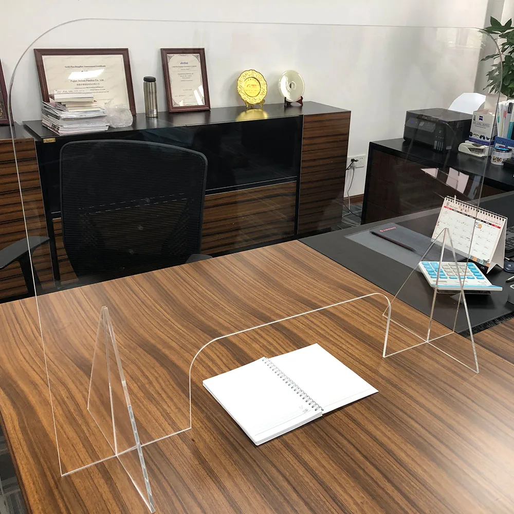 Free Standing Plexi Glass Acrylic Office Desk Partition Base Acrylic