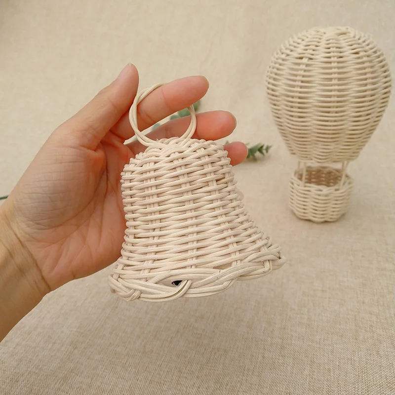 Handmade Woven Ins Rattan Bell Pendant Soft Christmas Home Decoration ...