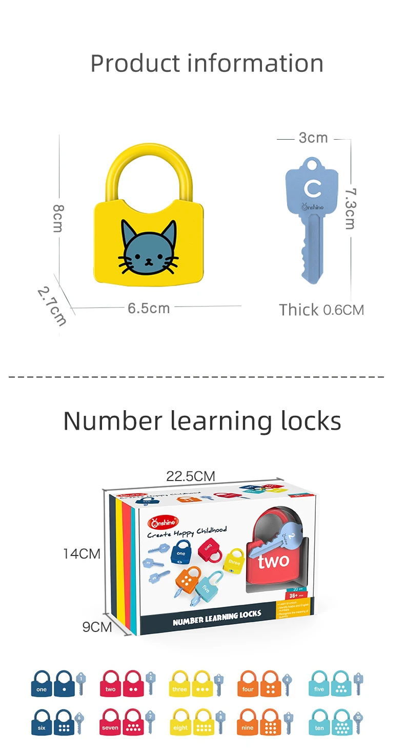 Children Montessori Alphabet Number Learning Locks toys alphanumeric unlock teaching aids educational toys for kids