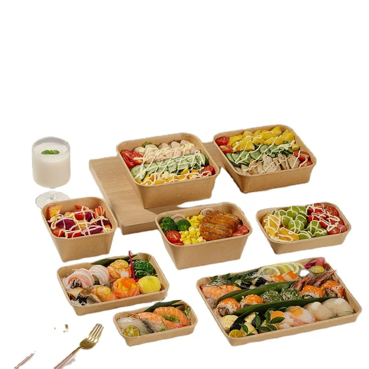 Sm71100 Eco Sushi Container Food Grade Brown Hot Dog Food Snack Bbq