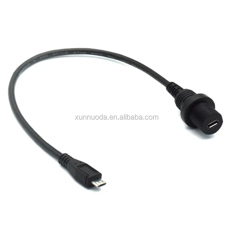 
IP67 waterproof panel mount micro usb 2.0 female cable 