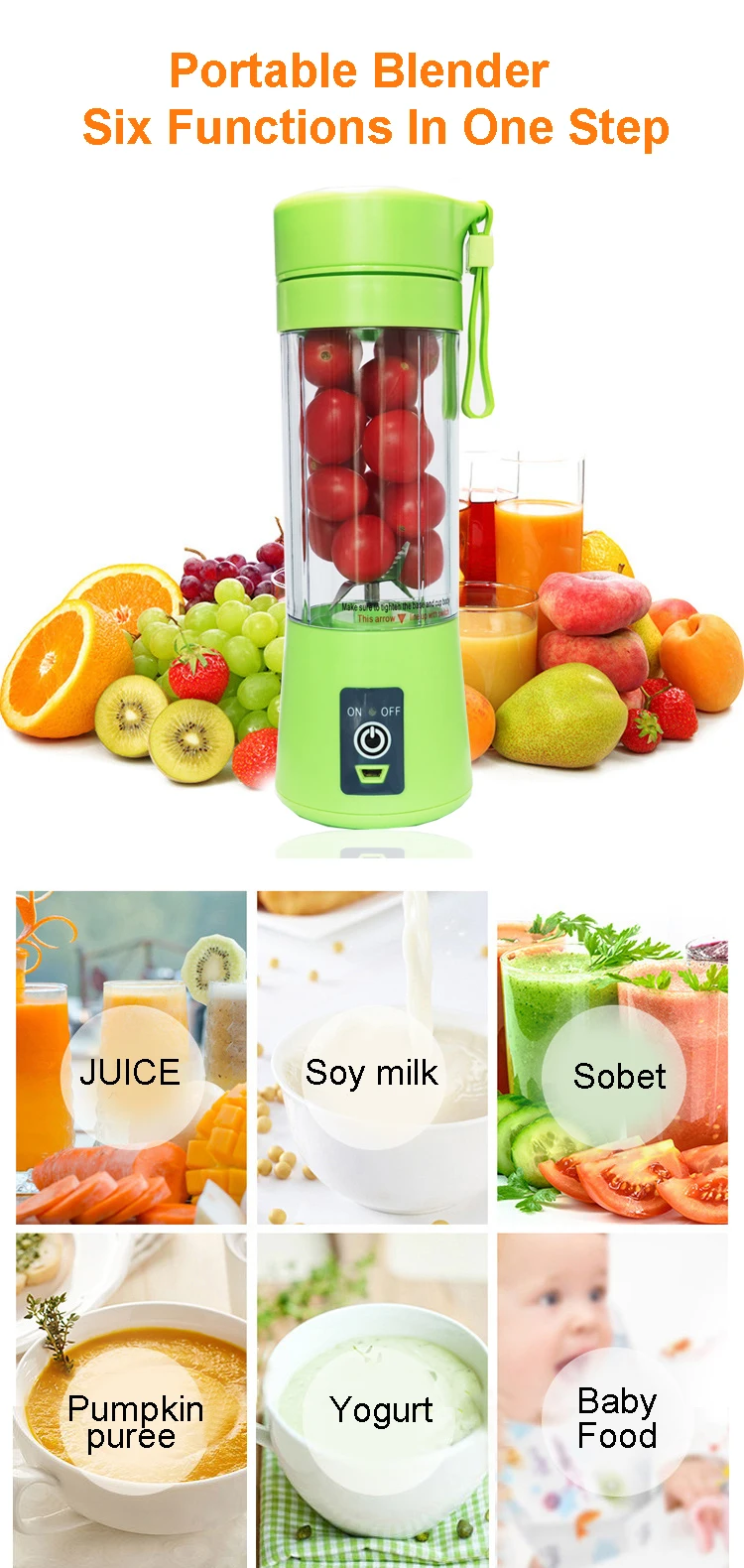 Easy To Disassemble 150w Juicer Mixer Grinder Portable Smoothie