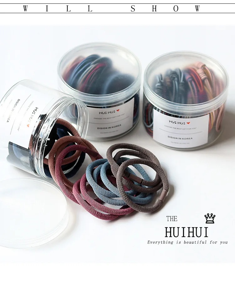 Elastic Hair Rubber Band For Adults Women In Plastic Box Package 20pcs