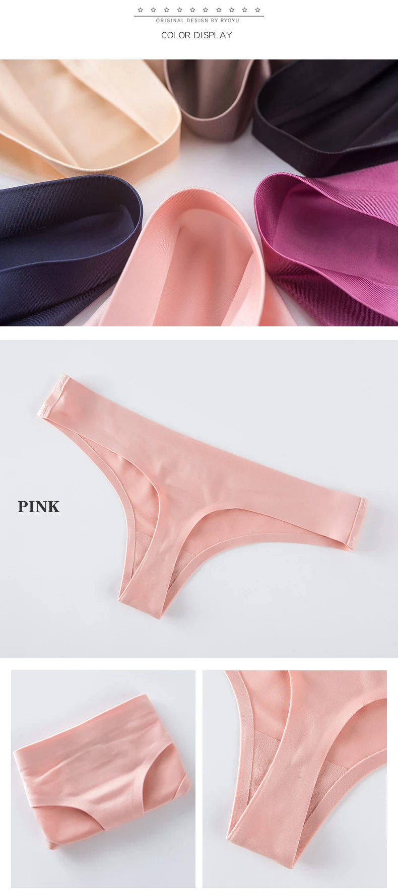 Customized Seamless Thong Panties Satin Brief Ice Silk Low Waist