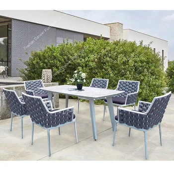 Luxury Outdoor Furniture Rope Rattan Wicker Garden Dining Table Rope Rattan Wicker Garden Dining Table