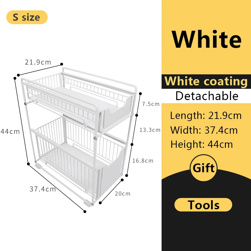 Retractable Steel Shelf 2-Tier Under Sink Cabinet Sliding Basket Organizer  - China Container and Organizer price