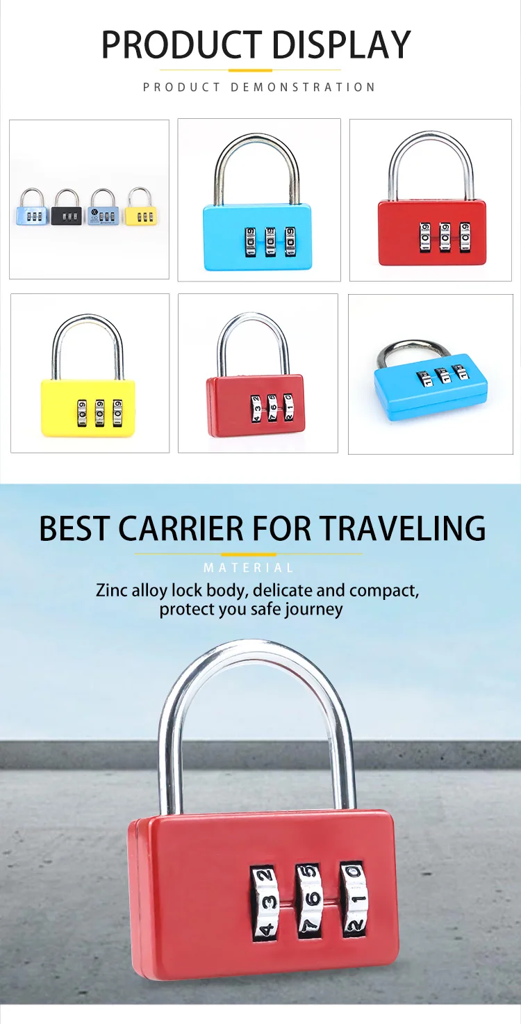 Mini Reset Combination Zipper Locker Lock Combination Padlock For