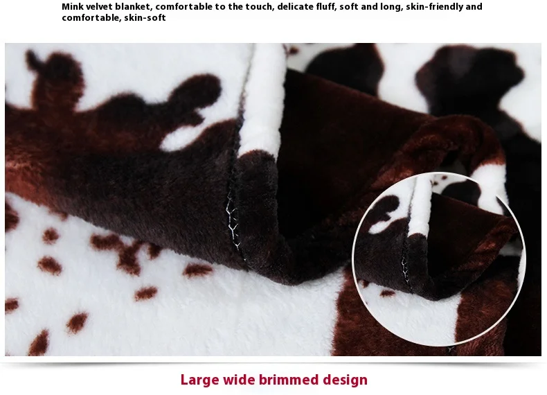Customizable Modern Fresh Cow Spot Pattern Mink Faux Fur Blanket 100% Polyester Plush Knitted New Travel-Worthy Product