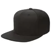 Custom 6 Panel 3D Embroidered Flat Brim Black Snapback Mens Hat