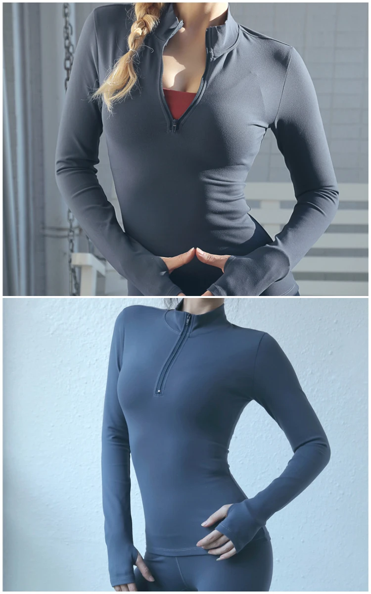 Custom Logo Activewear Fitness & Yoga Jacket 1/2 Zip Pullover Thermal