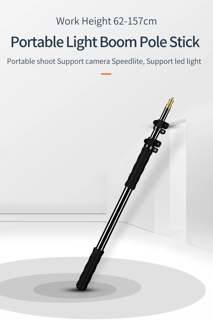 25.5'-62' / 62-157cm Extension Support Rod photography Flash Speedlite Stick Rod Photo Studio Microphone Boom Pole Handheld Grip