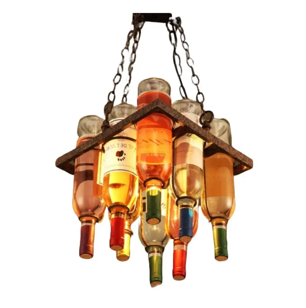 Chandelier Retro Industrial Style E27 Chandelier Bar Coffee Restaurant Living Room Glass Bottle American Creative Pendant Lights