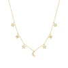 Stacking fashion jewelry moon and star charm 925 Sterling silver choker necklace