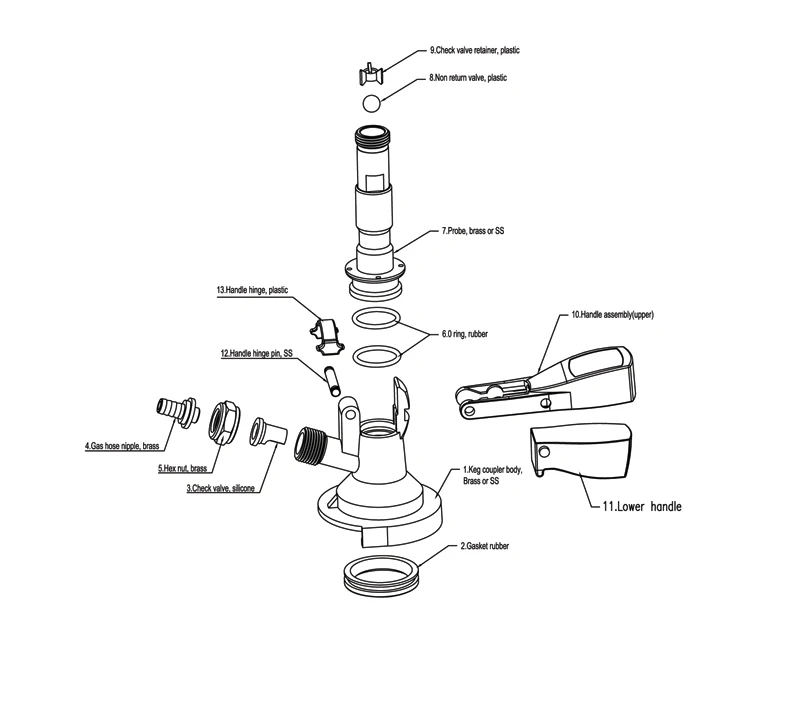 Homebrew Beer Keg Tap A Type Keg Coupler Dispensing Equipment Beer