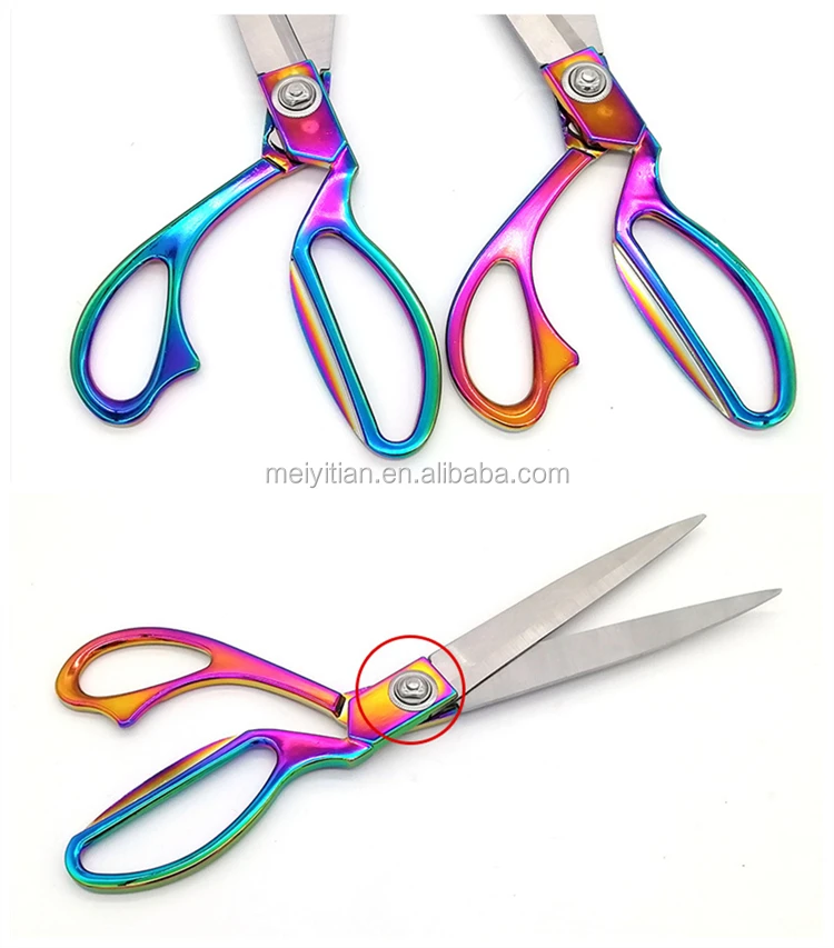 10 Inch Rainbow Craft Tailor Scissors Metallic Shears Knife Edge