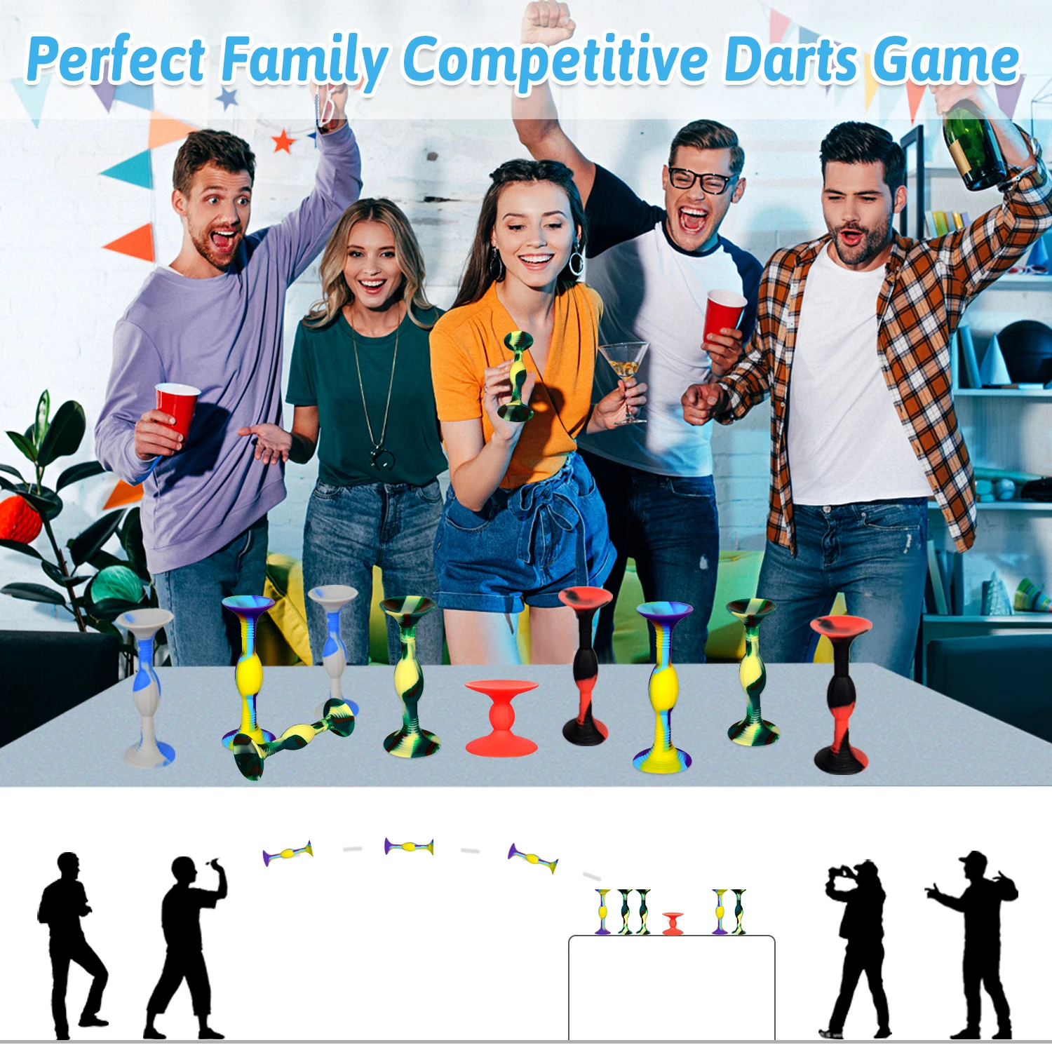 12pcs Suction Cup Darts Board Games For Adults Fun Kids Party Games