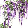 Shop China Online Landscape Tree Decorative Purple Color 12PCS Blooms Artificial Flowers Vine Wisteria for Wedding Party Decor