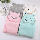 Custom Embroidery Soft Baby Bath Towel, 90*90cm Newborn Baby Hooded Towel Blanket