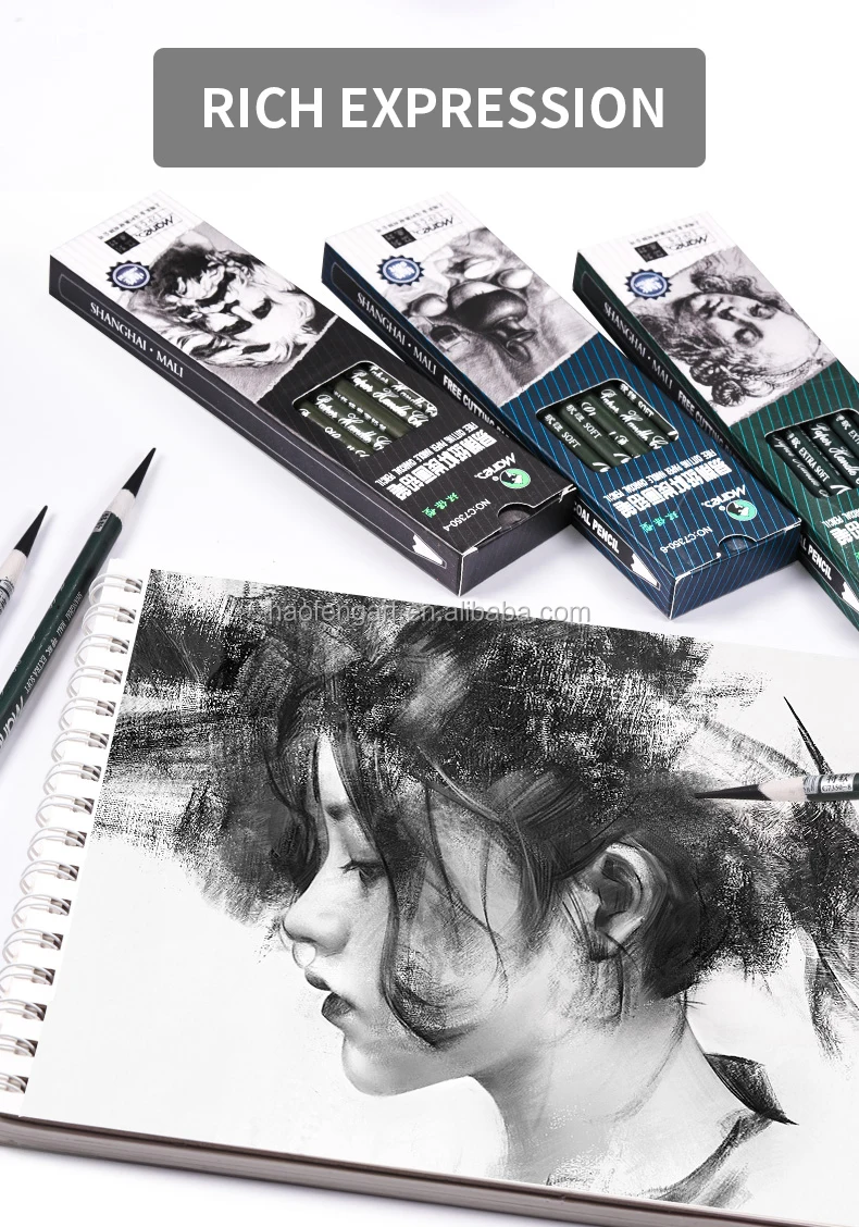 marie's 12pcs sketch charcoal pencil easy