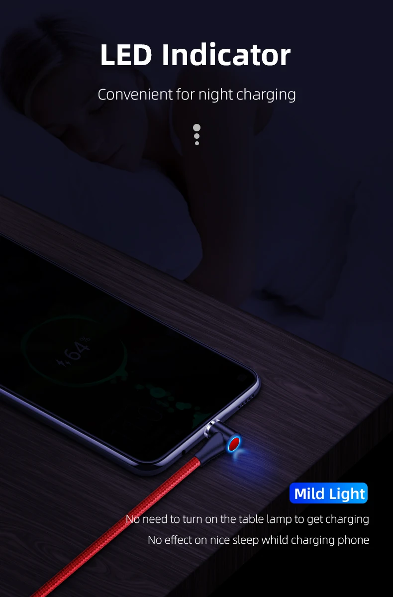 Magnetic Charge Cable Right Angle 90 Degree 3A Fast Charger Cord For iPhone - ANKUX.COM