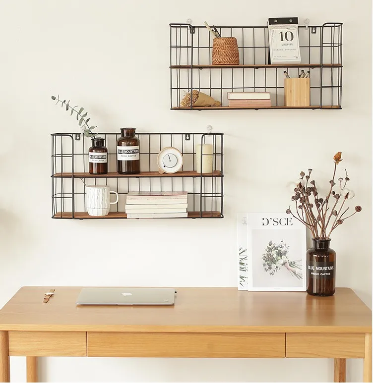 Gold Simple Wrought Iron Ledge Metal Rack Wrought Iron Rack