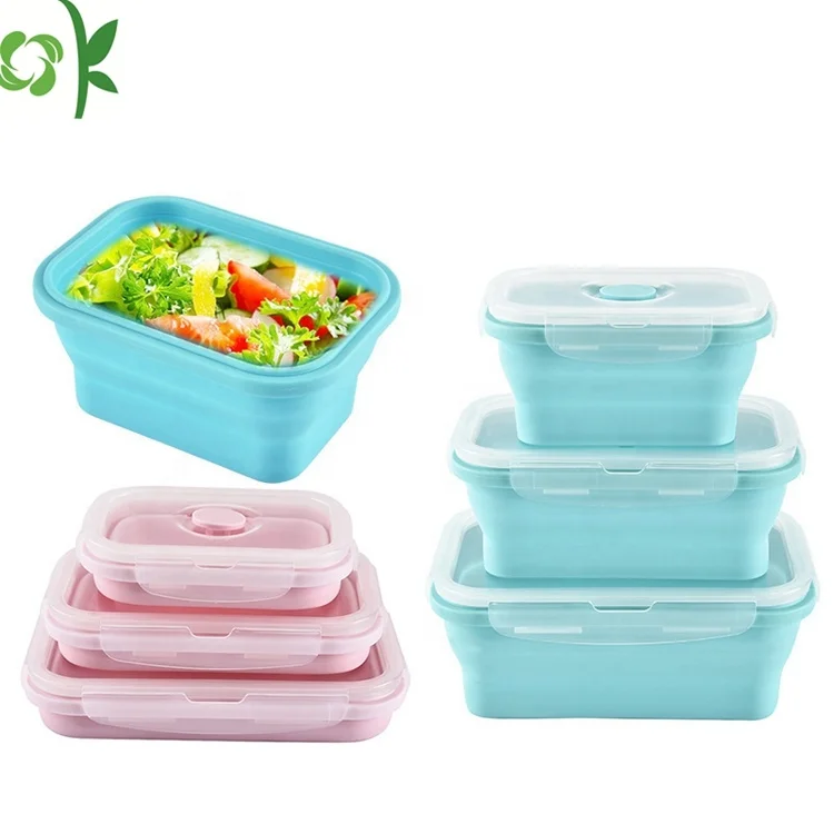 Oksolicone Retractable Silicone Folding Lunch Box Reusable High ...
