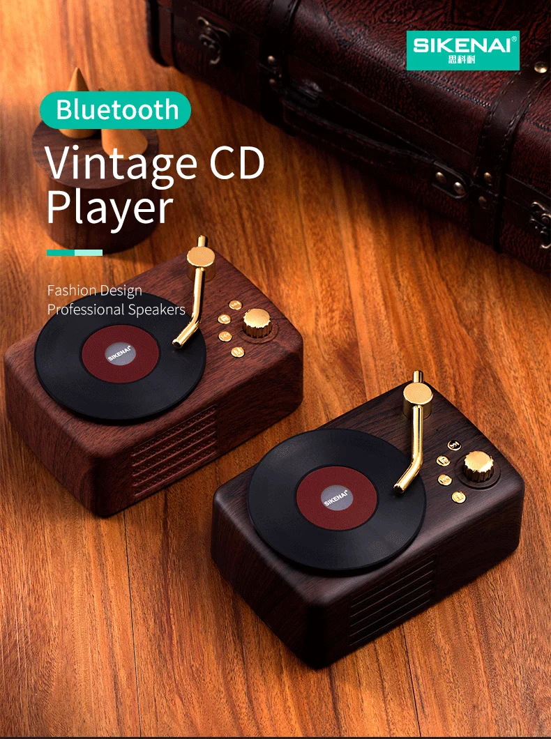 Sikenai CD Retro Bluetooth Speaker Support TF U Disk Aux FM Sound Wireless Bluetooth Speaker Portable - ANKUX.COM