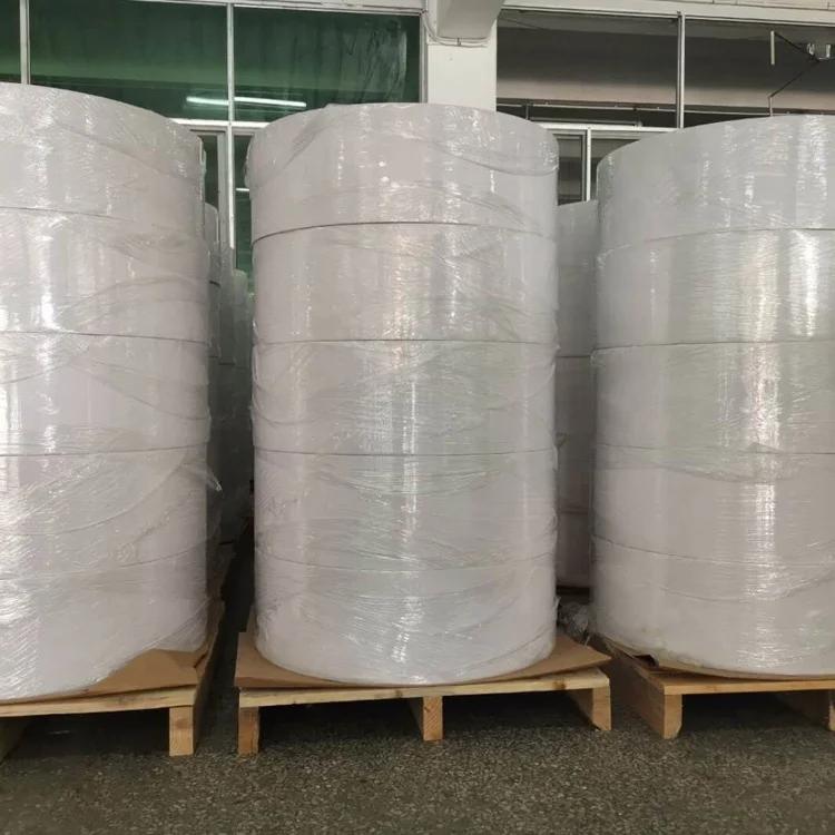 High quality 80gsm semi gloss self adhesive paper label sticker in jumbo rolls