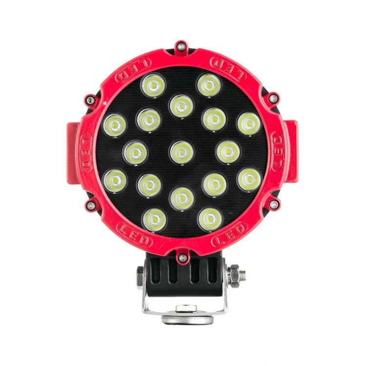 Red 7inch wrok lamp black bezel 51watts spot flood beam work light for Jeep wrangler jk accessories offroad auxiliary lamp