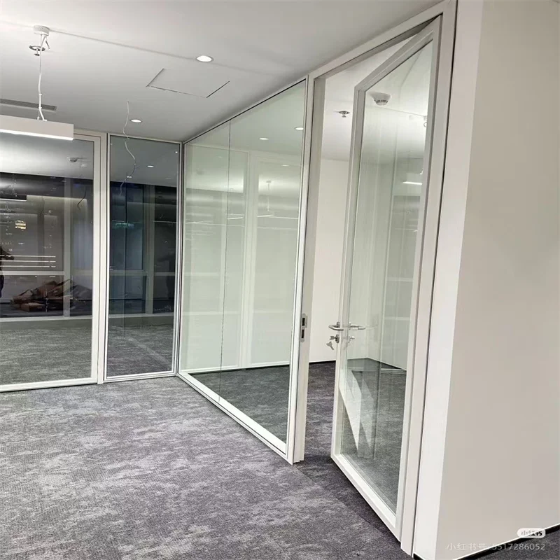 product 84mm wall thickness aluminum frame steel keel panoramic double glass partition for luxury spas-2